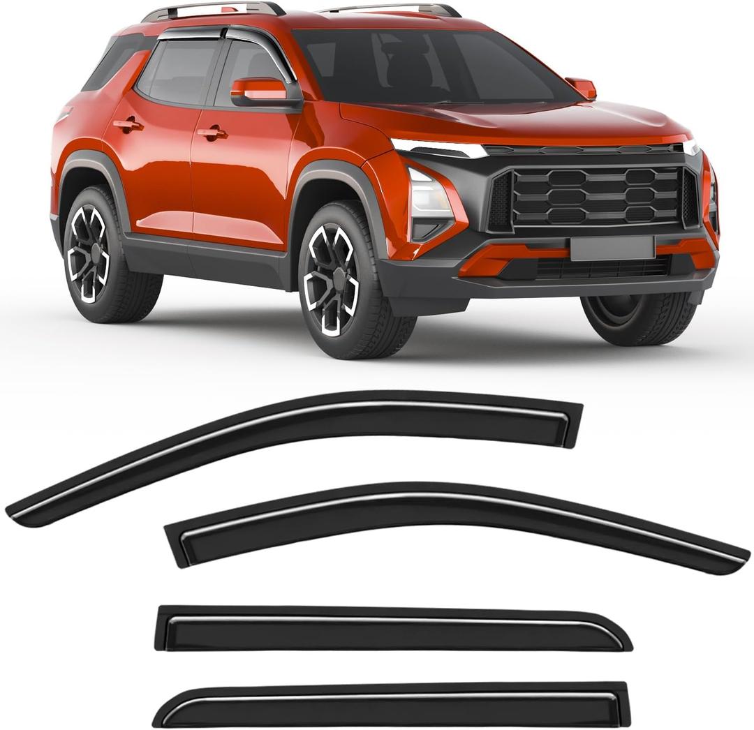 Tape-on Rain Guards Fit for Chevrolet (Chevy) Equinox 2025 2026 Extra-Thick Window Rain Guard Window Deflectors Window Vent Visors Vent Shades Exterior Car Accessories-4PCS