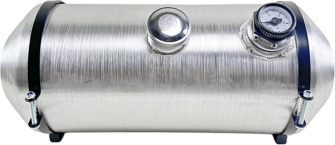 JSD 8 Gallons 10"x24" Auxiliary Aluminum Gas Tank Fuel Tank With Level Gauge Center Fill 1/4" NPT Outlet for Hot Rod