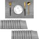 Leetaltree Grey Placemats, Heat Resistant Non-Slip Place mats for Dining Table, Washable Durable PVC Vinyl Woven Table Mats (Set of 20) (Gray)