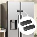 EUDEMON 2 Pack Latest French Fridge Lock French Door Refrigerator/Freezer Lock Apply to Max 3.54"(90mm) Two Door Gap Distance for Kids & Babies,Easy to Install no Tools Need or Drill (Black)