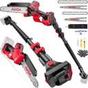 2-IN-1 Cordless 8-Inch Pole Saw & Chainsaw for Mil-waukee M-18 Battery - 1200W Brushless Motor, Total Reach of Max 15.9 FT, Lightweight, 8"&6"Electric Pole Saws for Tree Trimming Pruning (Tool Only)