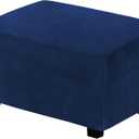 H.VERSAILTEX Real Velvet Plush 1 Piece Form Fit Stretch Rectangle Folding Storage Covers Ottoman Slipcovers Removable Footstool Protect Footrest Covers Elastic Bottom, Machine Washable(Large, Navy)