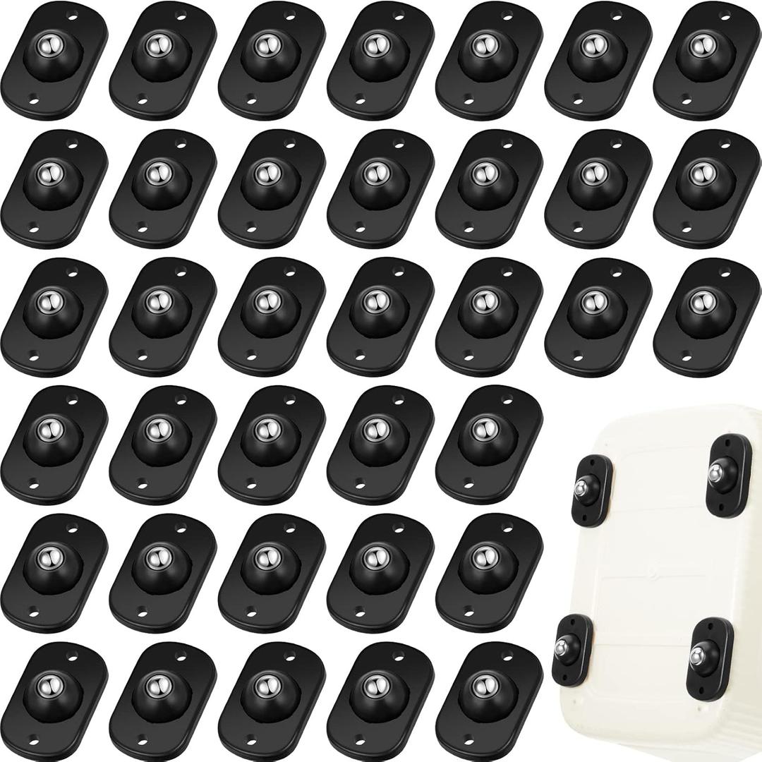 Honoson 36 Pcs Self Adhesive Caster Wheels Appliance Rollers Appliance Sliders for Kitchen 360 Swivel Universal Wheel Mini Small Kitchen (Black with 1 Steel Ball Style)