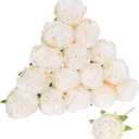 16pcs Peony Artificial Flowers Fake Peonies Bulks Cream White Silk Peonies Flowers Faux Peony Flowers Heads with Stems for Home Wedding Party Festival Baby Shower Decorations (Cream White)