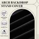 HunnmingRe 3 Pack Black Crushed Velvet Wedding Arch Covers Set, 5ft, 6ft, 7ft Velvet Arch Covers for Round Top Backdrop Stands Birthday Party Wedding Ceremony Banquet Baby Shower Backdrop Decor