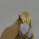DREAM PAIRS Heels for Women Flip Flops Kitten Low Heels Open Square Toe Thong Heeled Sandals, Sexy Fashion Comfort Shoes for Party Casual Slides (6, Gold)