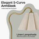 Table Lamp with Beige Pleated Linen Shade, Curved Gold Metal Base, E26 Socket 23" Tall Modern Bedside Desk Lamp for Bedroom, Living Room, Office Bulb Not Included