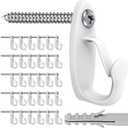SELEWARE 30PCS Screw in Hooks for Hanging Outdoor String Lights, Windproof Christmas Light Hanger Hooks, Gray-White Wall Hooks for Patio Gazebo Fence to Hang Party Fairy Wire Lights, Wind Chimes