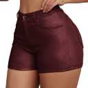 Avanova Women Faux Leather High Waist Legging Shorts Summer Sexy Stretchy Shorts (Red) Medium