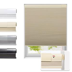 Tonature No Drill Cellular Shades for Indoor Windows, Thermal Insulating & Noise Reducing Honeycomb Blinds, Free Stop Cordless Blackout Shades, White,39 1/2" W x 48" H