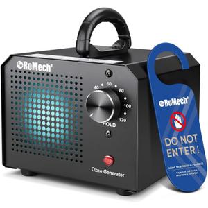 ROMECH Ozone Generator 65,000mg/h, High Capacity Ionizer Air Purifier Ozone Odor Eliminator for 6000sq.ft. Home, Car, Basement, Kitchen (Black) ROMECH Ozone Generator 65,000mg/h, High Capacity Ionizer Air Purifier Ozone Odor Eliminator for 6000sq.ft. Home, Car, Basement, Kitchen (Black)
