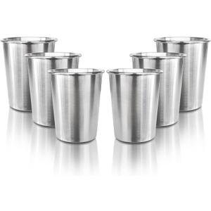 6 Pack 8 oz Stainless Steel Kids Cups, Children's Pint Cups, Stackable Metal Cups, Shatterproof Drinking Glasses