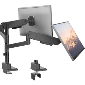 monTEK Dual Monitor Mount Tall Monitor arms for 2 Monitors for 17 to 35 Inch Curved Screen Holds 35 Lbs Adjustable Heavy Duty Monitor Desk Mount Cable Management, VESA 75/100mm, MA1007PBK-D (Black)