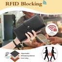GOIACII Wallets for Women Large Capacity Credit Card Holder RFID Blocking Wristlet Long Purse with Zipper Pocket Black