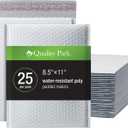 Quality Park Bubble Mailers, 8.5 x 11 Shipping Envelopes, Water Resistant White Poly Padded Envelopes, Redi-Strip Peel Off Closure, 25/Box (QUA85859)