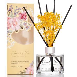 M&SENSE Reed Diffuser Set with 7 Sticks | 7.0oz Fresh Neroli & Tea Scent, Home Flame Free Fragrance Diffuser for Bathroom Office Hotel Shelf, Long Lasting Floral Diffuser with Baby's Breath Flower