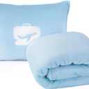 EverSnug Travel Blanket and Pillow - Ultra-Soft, Compact & Lightweight, 65x40 Inches, with Carry Case, Luggage Sleeve & Backpack Clip for Airplane Comfort (Ice Blue)