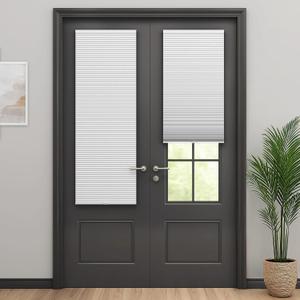 LazBlinds Cordless Cellular Shades for French Doors, No Drill French Door Blinds for Privacy, Blackout Light Blocking Honeycomb Shades for Sliding Doors Front Door Patio, 1 Pack, 22" W x 78" H, White