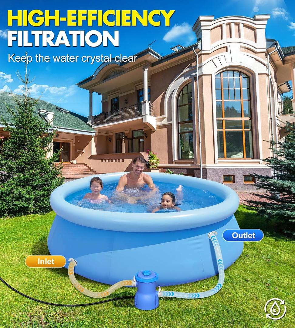 Pool Filter Pump, 300 GPH Flow Rate, for Clean and Clear Pool Water
