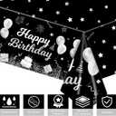 2 x Happy Birthday Tablecloths,108''X54'' Plastic Disposable Sliver Tablecover Table Party Confetti Table Covers Decorations for Halloween Christmas Indoor Outdoor Baby Shower Kids Adults Home Birthday