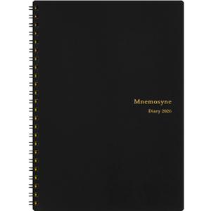 Maruman Mnemosyne 2026 Monthly Planner Calendar, January 2026 - December 2026, A5, 8.27" x 6.34", Laminated Tabs, Durable Wire Binding to Lay Flat, Black, Made in Japan