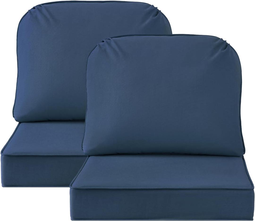 Outdoor Sunbrella Cushions for Patio Furniture Set of 2, 24"x24" Water Repellent Chair Cushions Removable Seat Bottom & Back Cushion Covers for Chair, Sofa, Couch, Specrtum Indigo