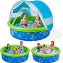 Kids Pool for Toddler, Foldable Kiddie Pool with Removable Canopy, Portable Baby Toddler Pool for Indoor Outdoor, Quick Setup No Tools, Easy Drain Non-Slip Splash Pool for Backyard & Travel (47in)