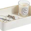 Desk Organizer Tray, PU Leather Valet Tray Nightstand Organizer Cologne Perfume Trays for Men Women, Decorative Vanity Trays Key Bowl Trinket Dish (1, Ivory, Small) (9.5" x 6" x 2.2")