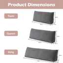 Headboard Pillow Queen, Triangle Bed Wedge Pillow for Headboard, Backrest Pillow for Sitting up, Reading, Working, Headboard Daybed Pillow with Removable Cover for Bed, Dorm Sofa, Dark Grey