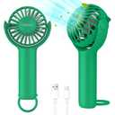 Ohjoin 2 IN 1 Portable Mini Handheld Fan with Keychain Stand, Personal Powerful Cooling Fan, Small Battery Operated Table Fan, Quiet Hand Fan, USB Rechargeable, Birthday Gifts for Women Mom (Green) Pack of 2