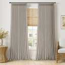 MIULEE Pinch Pleated Thick Linen Curtains 108 Inches Length 2 Panels for Living Room Bedroom, Extra Long Pinch Pleat Drapes Back Tab Light Filtering Taupe Foor to Ceiling Curtains with Hooks&Rings