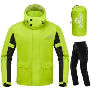 IRON JIA'S Rain Suit, Motorcycle Rain Gear for Men & Women, Waterproof Jacket and Pants, Breathable Reflective Raincoat for Farm Fishing Golf (Green XL)