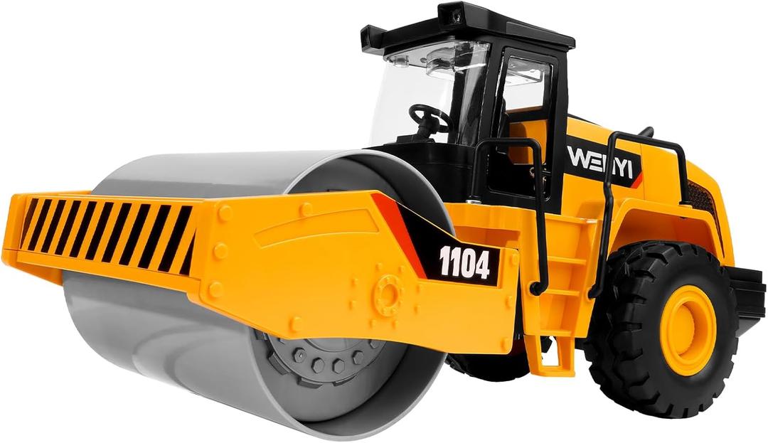 Construction Toys, Power Haulers Road Roller, 1:10 Scale 15", Real Working Parts, with Motion Drive Technology & Lights & Sounds, Indoor/Outdoor Play, Sturdy Plastic Construction, Ideal Sand/Beach Toy
