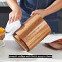 Acacia Wood Utensil Holder for Kitchen Counter, 360 Rotating 7.2" Wooden Cooking Utensil Crock for Countertop, Farmhouse Kitchen Decor