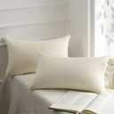 Phantoscope Pack of 2 Velvet Decorative Throw Decorative Pillow Cover Soft Solid Square Cushion Case for Couch Off White 12 x 20 inches 30 x 50 cm