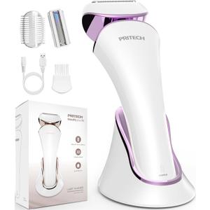 PRITECH Electric Shaver for Women - Cordless Ladies Shaver, Lady Razor for Legs, Arm, Underarms, Bikini, USB Rechargeable Razor Wet & Dry Waterproof Razor for Woman (Purple)