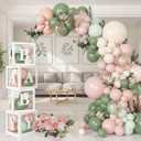 152Pcs Floral Balloon Arch Kit, Girl Baby Shower Decorations with Letters & Boxes, for Baby Shower, Birthday & Gender Reveal Parties (Pink and Sage Green, Multi-Size)