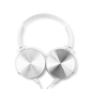 Over Ear Headphone Earphone Headset with Mic Wired Noise Cancellation Modern Metallic Design - White
