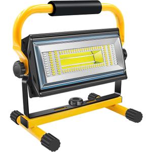 100W COB Rechargeable Work Light, 7000LM Cordless LED Work Lights, Waterproof Portable Flood Light with Stand for Outdoor Camping, Hiking, Garage, Car Repairing, Workshop Job Site Lighting