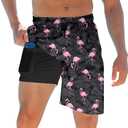 ALISISTER Men's Swim Trunks with Compression Liner Bathing Suit Summer Swimming Shorts XL