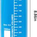 2 Pack 1000 mL Wide Mouth Graduated Round Borosilicate Reagent Media/Storage Lab Glass Bottle With GL70 Blue Polypropylene Screw Cap