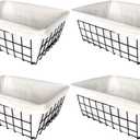 Wire Storage Baskets, 4 Pack Metal Household Organizer with 4 Pcs Fabric Liners, Refrigerator Bin with Handles, for Pantry, Shelf, Freezer, Kitchen Cabinet, Bathroom, Countertop, Closets (Black)
