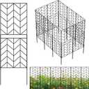 YBING Tall Decorative Garden Fence, 10 Pack Garden Fencing, 38in (H) x 10Ft (L) Rustproof Metal Fence Border, Animal Barrier for Dog, Border Panel Fencing, Fence No Dig for Patio Flower Bed Landscape
