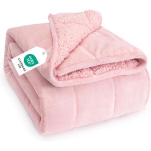 Topblan Sherpa Fleece Weighted Blanket 20lbs, Uniformed Color with Fuzzy Fleece and Shaggy Sherpa to Help with Better Sleep, 60x80 inches, Pink