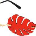 zeroUV Tropical Palm Leaf Shape Cut-Out Rimless Color Tinted Leaves Sunglasses (Gold / Red)