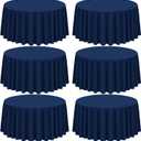 Showgeous 6 Pack Navy Blue Round Tablecloth 120 Inch Polyester Round Table Cloth Navy Blue Tablecloths for Round Tables Washable Decorative Fabric Table Covers for Wedding Dining Party Banquet Buffet