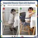 Booster Seat for Kitchen Chair with Backrest & 4 Adjustable Straps, Portable TPU Waterproof & Anti-Scratch Toddler Booster Seat for Dining Table, Non-Slip & Removable
