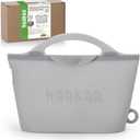 Haakaa Silicone Microwave Steamer & Steriliser Bag, 70oz/2000ml Large Capacity Reusable Steaming Bags for Baby Bottles,Breast Pump,Accessories,Pacifiers,Teethers,Great for Home and On-The-Go,Grey/1PC