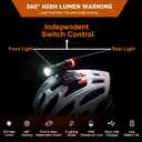 2in 1 Rechargeable Helmet Light with Bracket Mount Night Bike Light Riding Safety 5 Warning Light Modes IP66 Waterproof Bicycle Light, 360 Rotatable Front Rear Lights, Mountain Bike Headlight