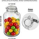1 Gallon Glass Jar with Swing Top Lid, Airtight Clamp Glass Canister, Large Clear Glass Storage Jar for Fermenting, Pickles, Dry Food, Fruit, Kitchen Pantry Storage, Medium